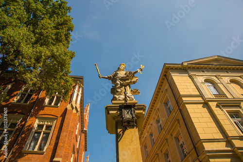 Krakow, Poland: Monument to the Saint. Beautiful buildings in the historical center of Krakow