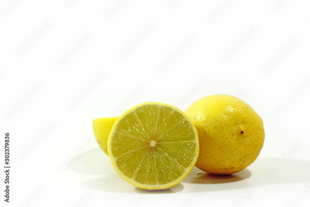 Juicy lemon slice on white background. Juicy lemon slice on white background.