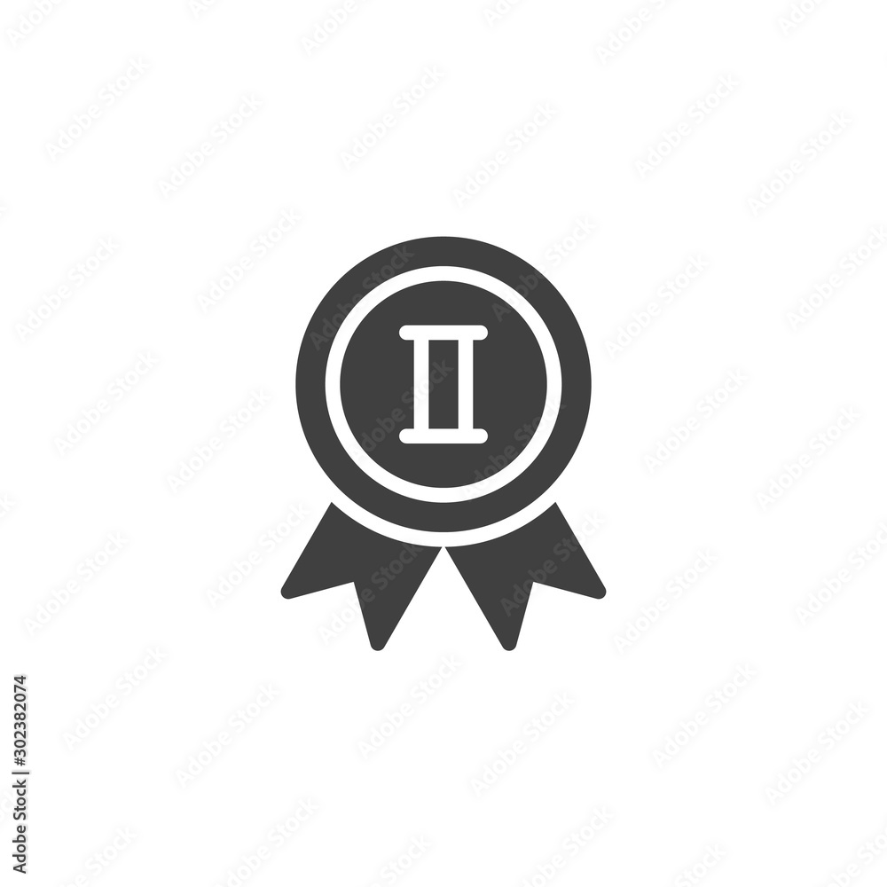 Second place medal vector icon. filled flat sign for mobile concept and web design. 2nd place award medal glyph icon. Symbol, logo illustration. Vector graphics Second place medal vector icon. filled flat sign for mobile concept and web design. 2nd place award medal glyph icon. Symbol, logo illustration. Vector graphics