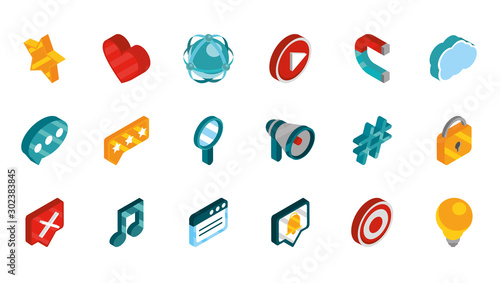 social media isometric icons collection photo