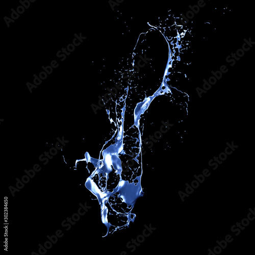 Splash fluid. 3d illustration, 3d rendering.