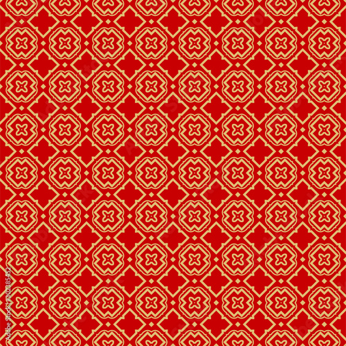 Repeating Geometric Pattern with Triangle, Zig Zag. Vector Background, Texture. For Design Invitation, Interior Wallpaper, Cover Card, Technologic Design. rED GOLD COLOR.