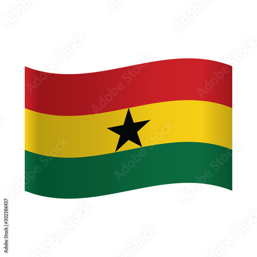 Ghana waving flag, Ghana flag, official colors and proportion correctly. National Ghanaian flag. Vector illustration.