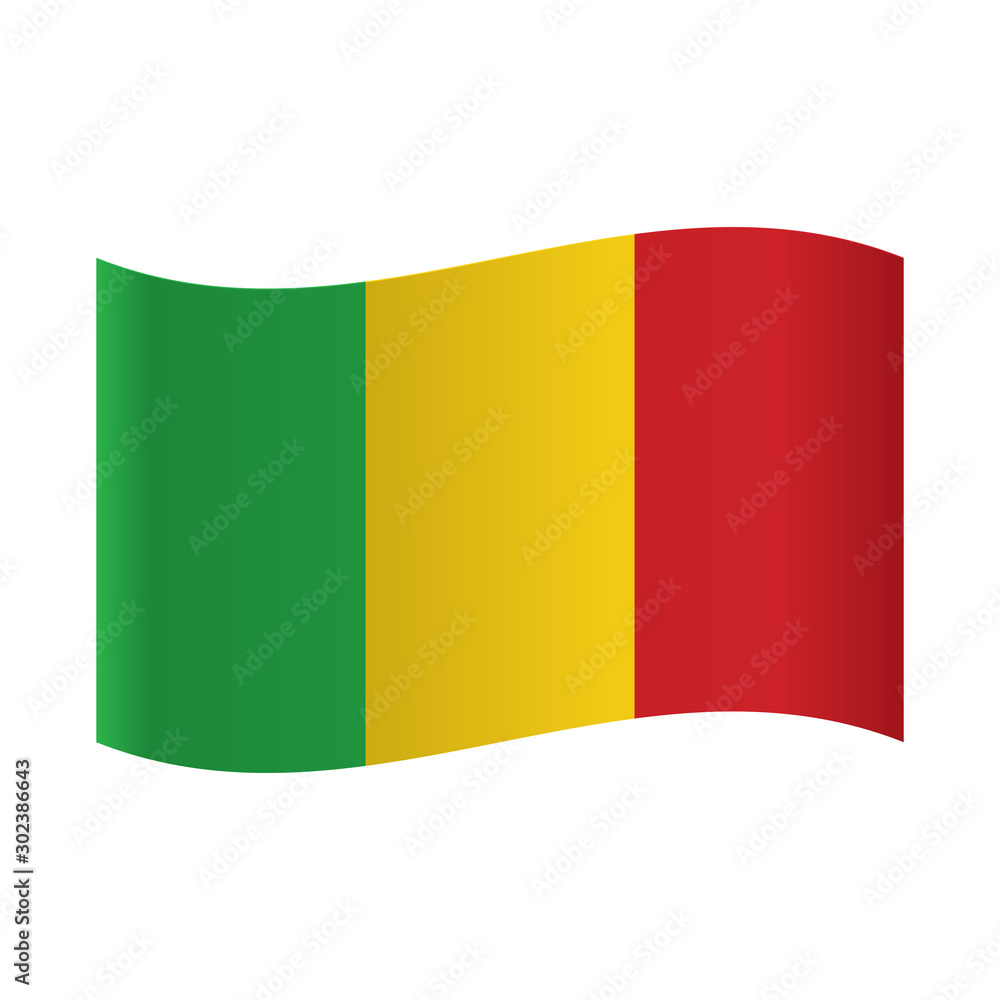 mali long shadow flag, National flag of Mali: green, yellow and red  vertical stripes. Stock Vector | Adobe Stock