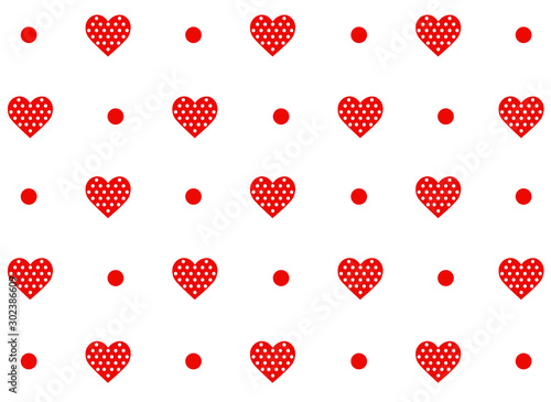 Simple red hearts vector pattern on a white background, Vector background to Valentine's Day  A