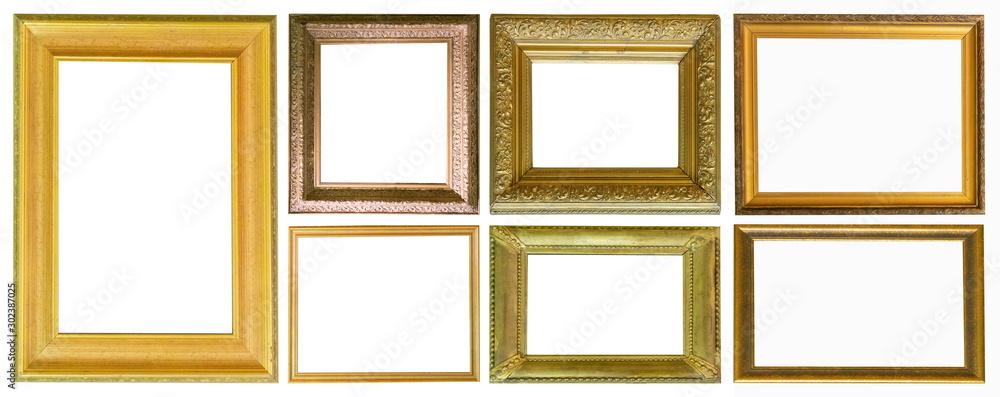 Frames paintings gold antique antiquity collection isolated museum Frames paintings gold antique antiquity collection isolated museum