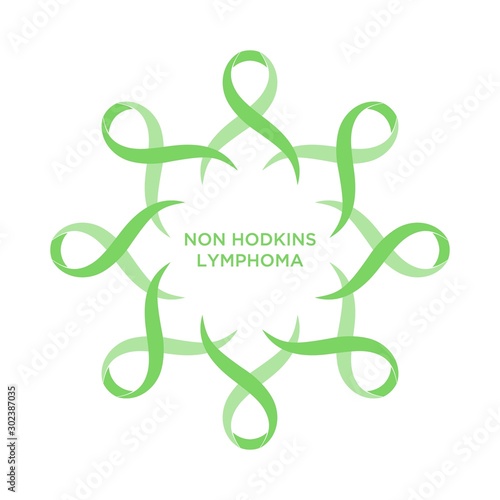 Cancer ribbon lime color representing the support of tackling cancers