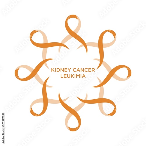 Cancer ribbon orange color representing the support of tackling cancers