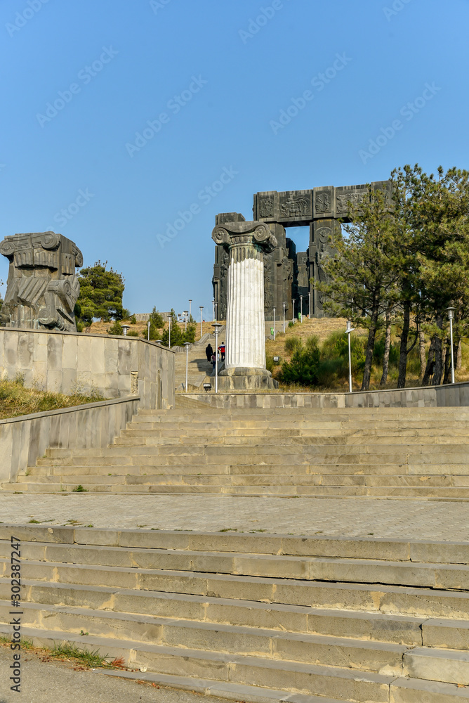 The History of Georgia Monument, located near Tbilisi Sea The History of Georgia Monument, located near Tbilisi Sea