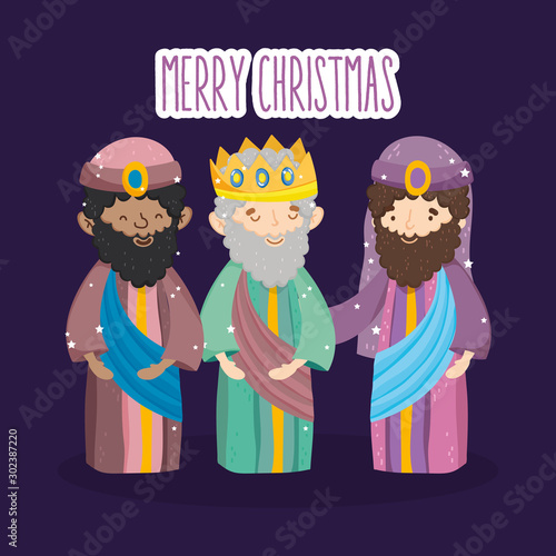 three wise kings characters manger nativity, merry christmas