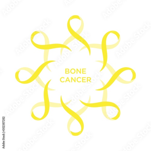 Cancer ribbon yellow color representing the support of tackling cancers