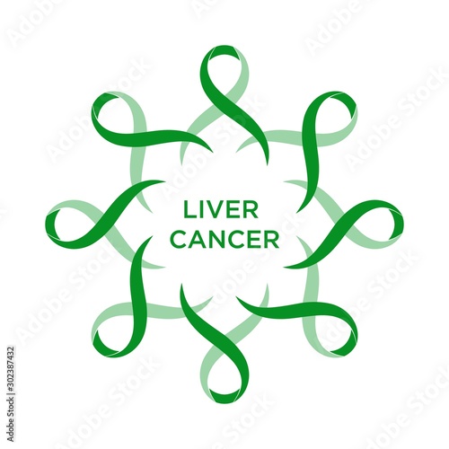 Cancer ribbon emerald color representing the support of tackling cancers