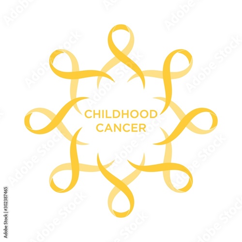 Cancer ribbon gold color representing the support of tackling cancers