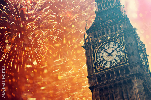 Photography Explosive fireworks around Big Ben.