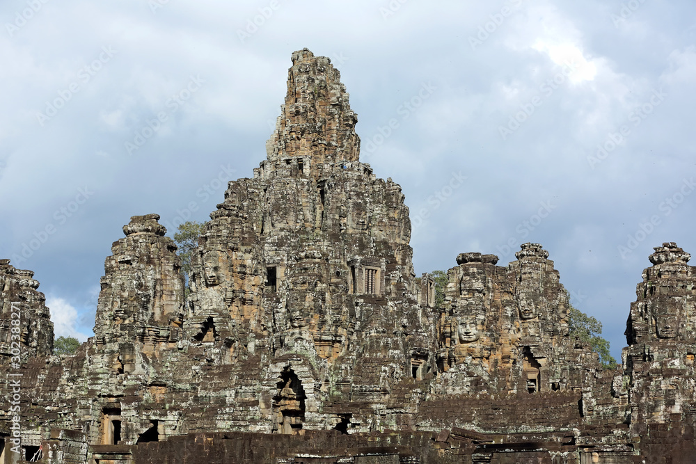 Bayon temple is Khmer ancient temple in complex Angkor Wat in Siem Reap, Cambodia