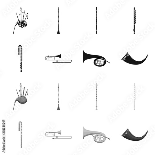 Vector design of concert and classical icon. Set of concert and equipment stock vector illustration.
