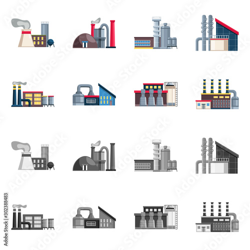 Vector design of industry and plant symbol. Collection of industry and technology vector icon for stock.