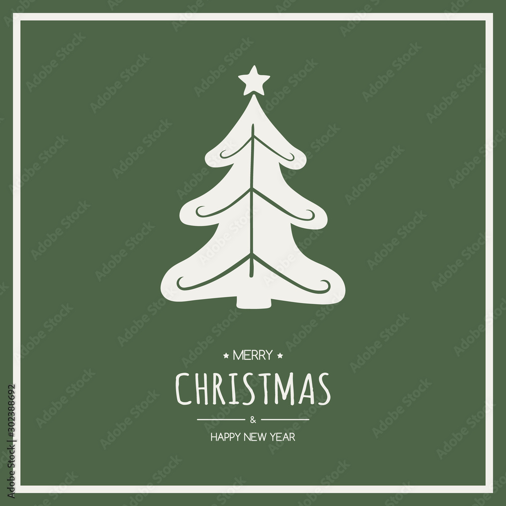 Christmas greeting card with festive tree and wishes. Xmas ornament. Vector Christmas greeting card with festive tree and wishes. Xmas ornament. Vector