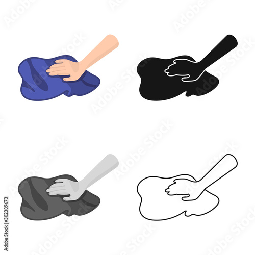 Isolated object of hand and rag symbol. Web element of hand and cleaning stock vector illustration.