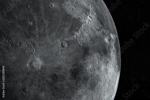 Oceanus Procellarum in the lunar surface of the moon, 3d rendering