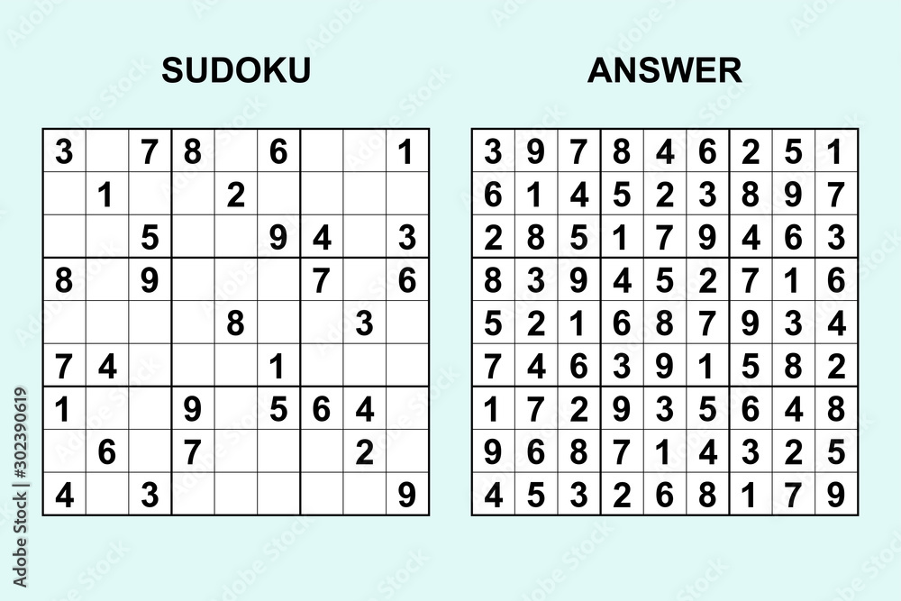 Conjunto de vetores de nível médio sudoku com respostas