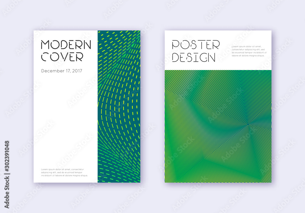 Minimal cover design template set. Green abstract 