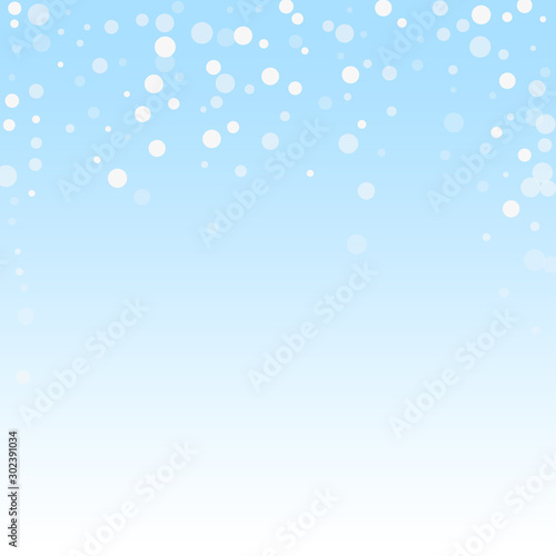 White dots Christmas background. Subtle flying sno