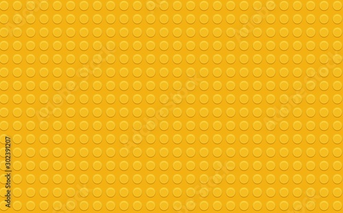 Yellow plastic construction plate. Perfect vector background of closeup gloss plastic construction block.