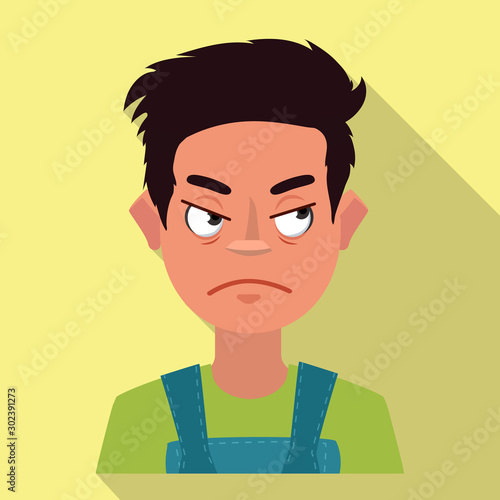 Isolated object of guy and emotion sign. Set of guy and features stock symbol for web.