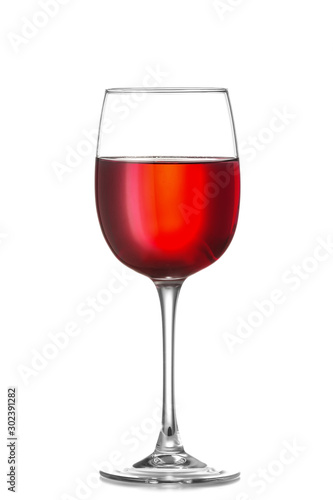 Glass of tasty wine on white background