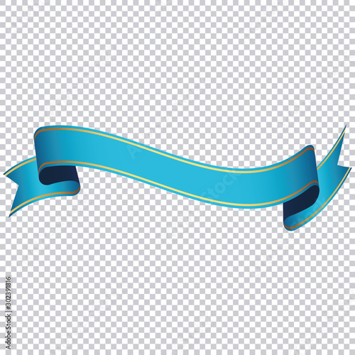 blue ribbon banner on transparent background