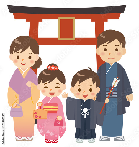 初詣の家族