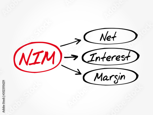 NIM - Net Interest Margin acronym, business concept background