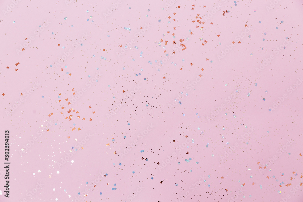 Pink background and confetti. Banner For designers. Pink background and confetti. Banner For designers.