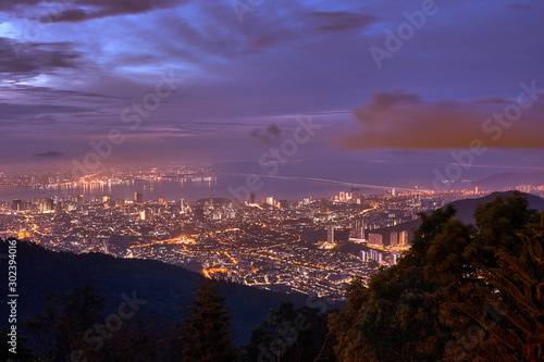 Beautiful view of George Town from Penang Hill.