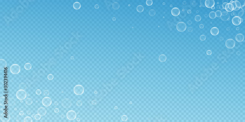Random soap bubbles abstract background. Blowing b