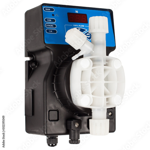 New AC powered black plastic diaphragm pump isolated on white background.  Stock 写真 | Adobe Stock