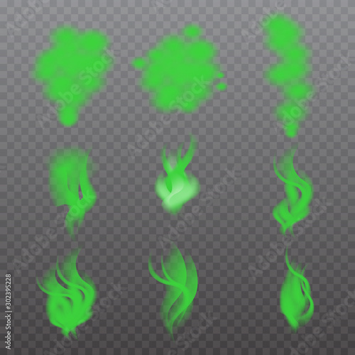 Realistic Bad smells set, stench aroma. Toxic,  deadly gas. Vector illustration