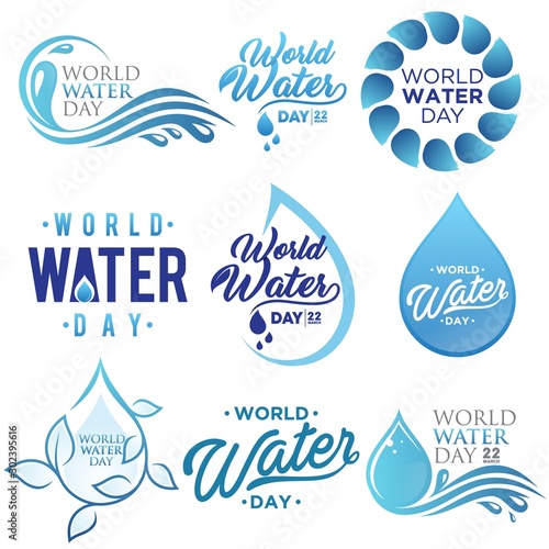 Set of letter world water day vector background for element design on the white background