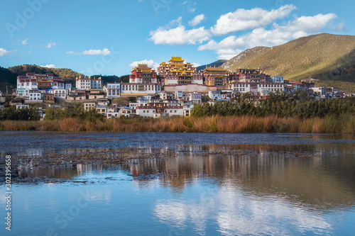 Songzanlin Temple also known as the Ganden Sumtseling Monastery  is a Tibetan Buddhist monastery in Zhongdian city  Shangri-La   Yunnan province China and is closely Potala Palace in Lhasa