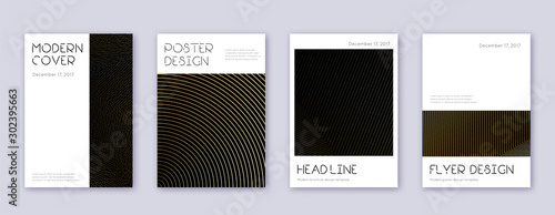 Minimal brochure design template set. Gold abstrac