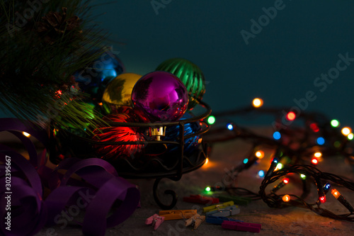  Christmas decoration garland mirror ball and lights