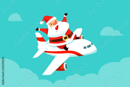 Santa claus riding on top of airplane