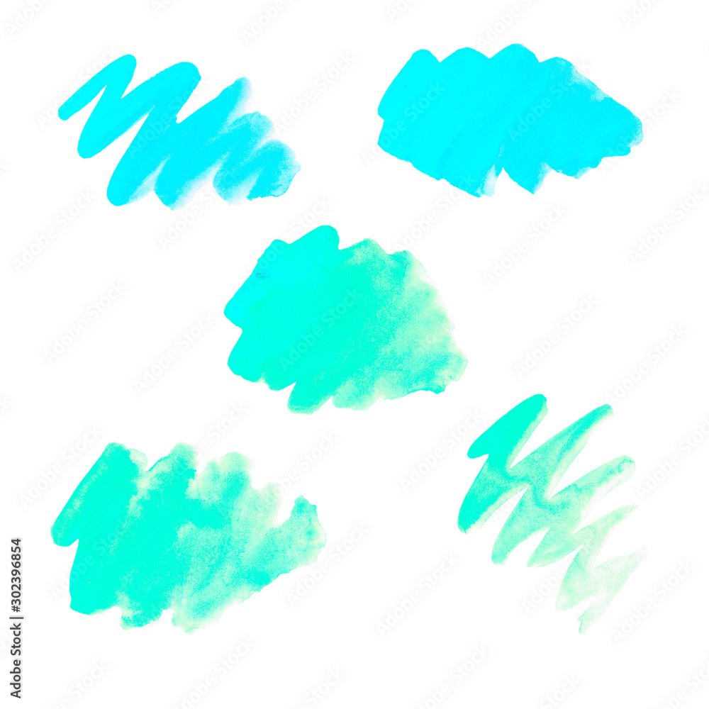 Watercolor spots isolated on white background. Hand drawn