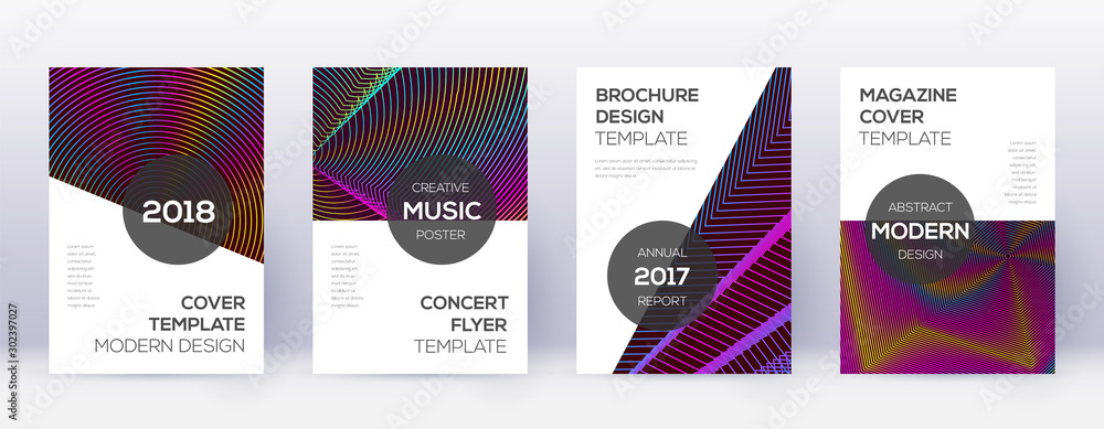 Modern brochure design template set. Rainbow abstr