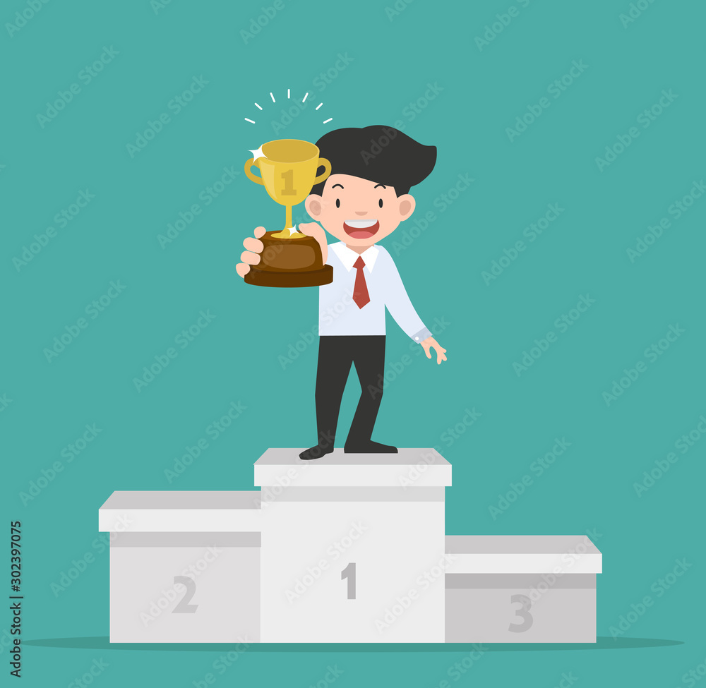 businessman standing together on the winners podium businessman standing together on the winners podium