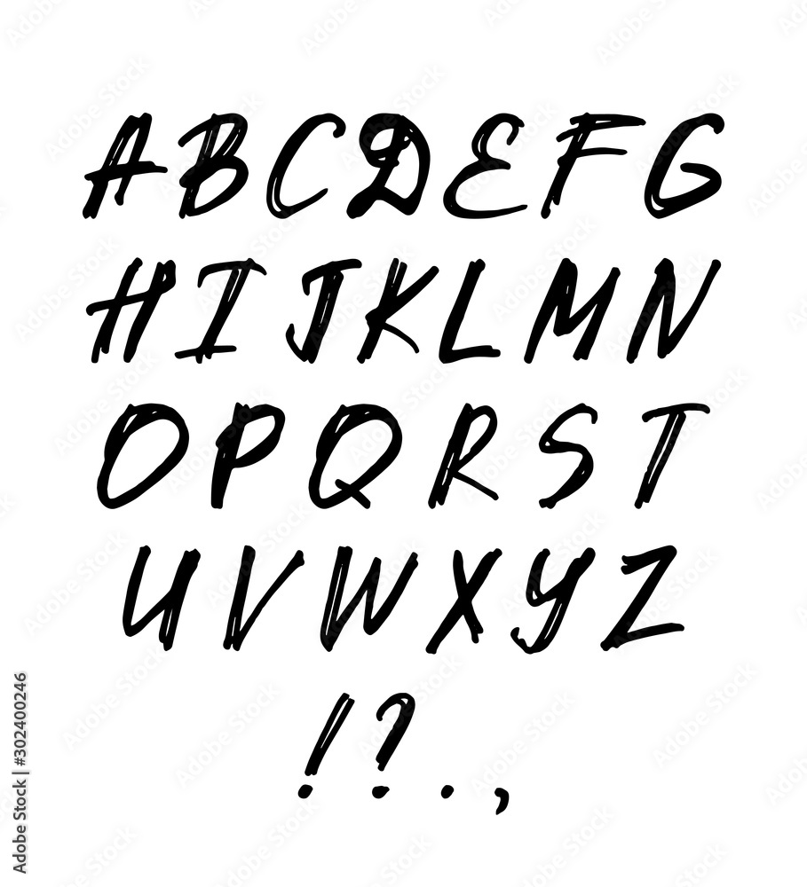 Grunge style abc. Careless hand drawn alphabet Grunge style abc. Careless hand drawn alphabet