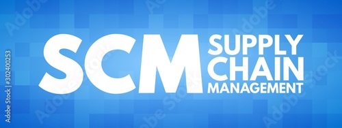 SCM - Supply Chain Management acronym, business concept background