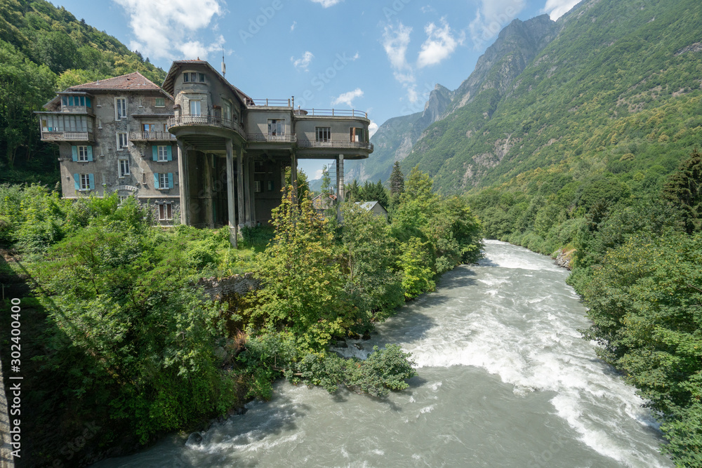 Old building and mountains