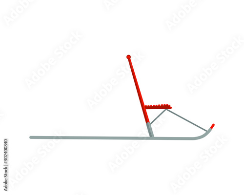 Traditional finnish winter kicksled. Cartoon flat style snow sled icon shape. Vector illustration image. Isolated on white background.